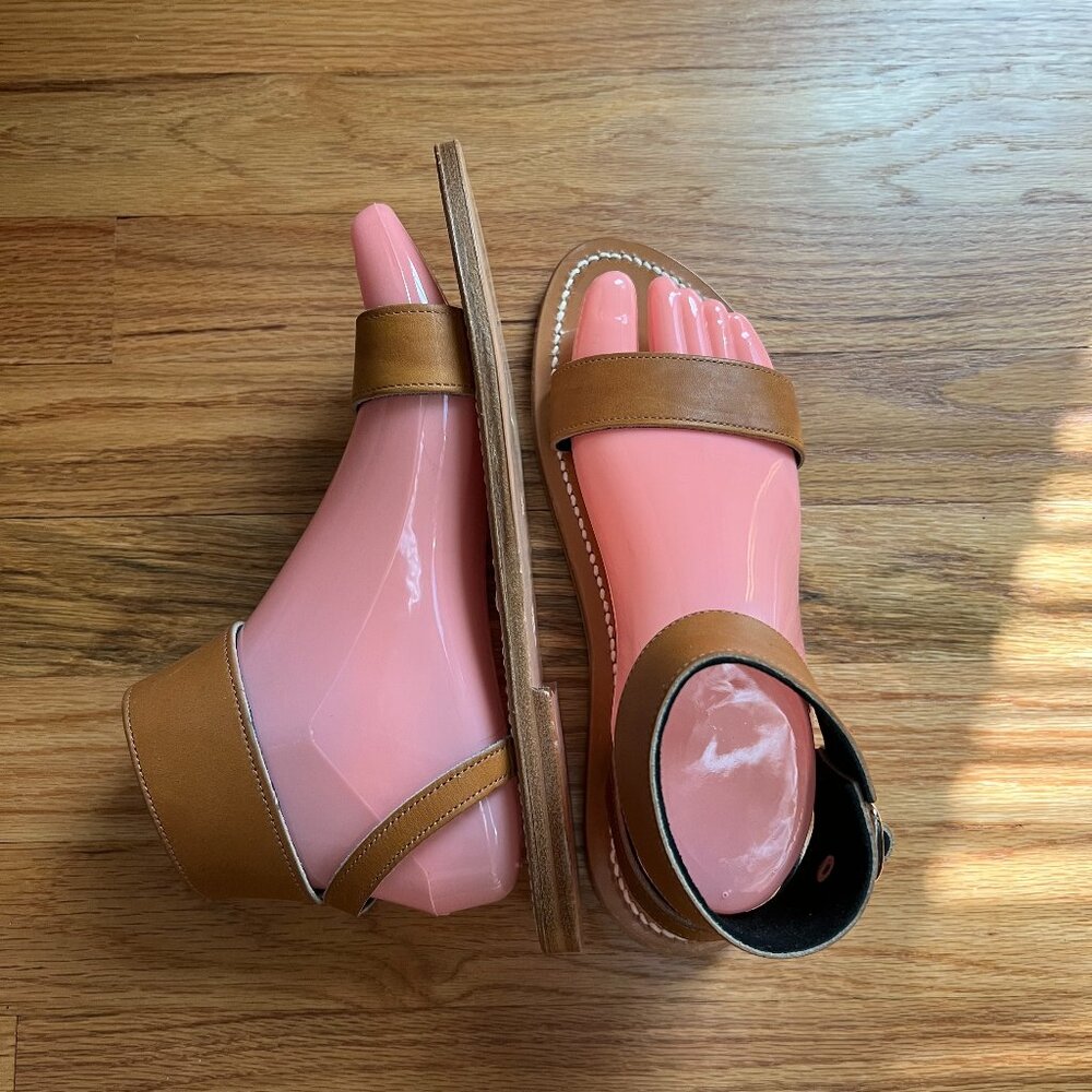K.Jacques, Saint Tropez tan handmade leather sandals women's 38/7.5 NWOB, France